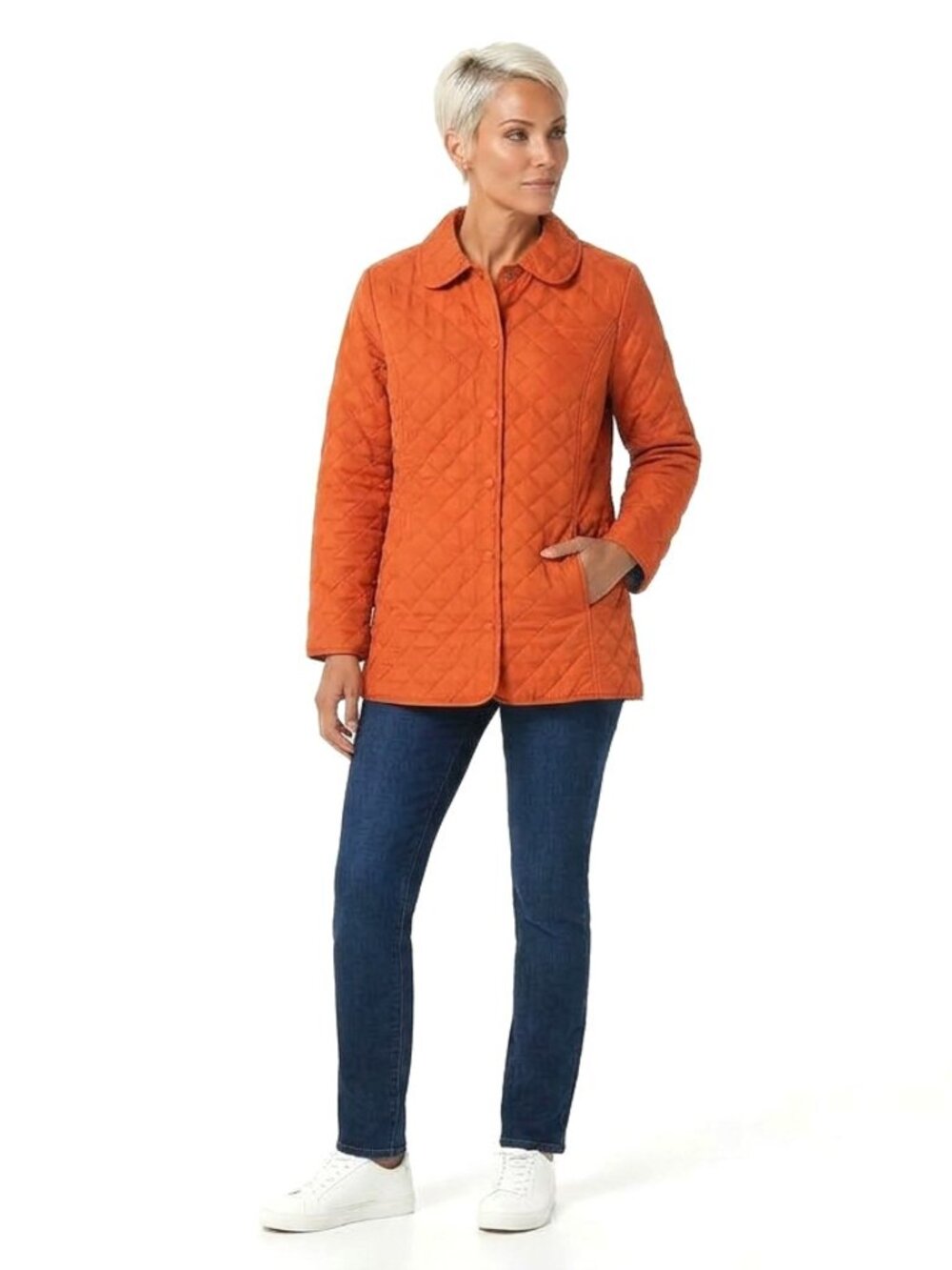 Gump's San Francisco Pumpkin Orange Quilted Barn Jacket Coat Size L